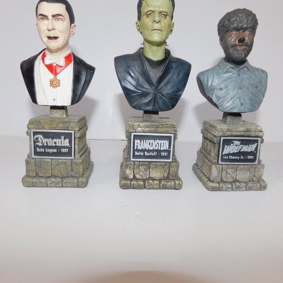 2004 Legacy Collection Frankenstein Dracula Wolf Man Busts Sideshow Collectibles - Picture 9 of 11